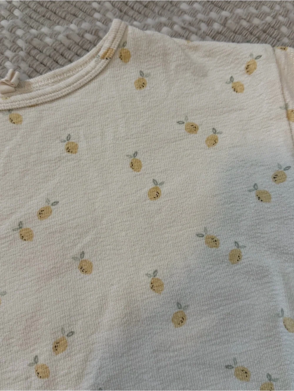 Quincy Mae Cream Lemon Print Lounge Set - Top & Shorts (2-3)
